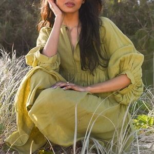 Daughters of India kyra dress midi maxi cotton gauze fern green Australian